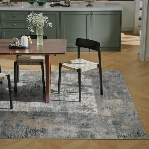 Miniatura 3 de Lahome Alfombras lavables de 5 x 7 pies para sala de estar, alfombra moderna gris neutra y abstracta para dormitorio, antideslizante, alfombra