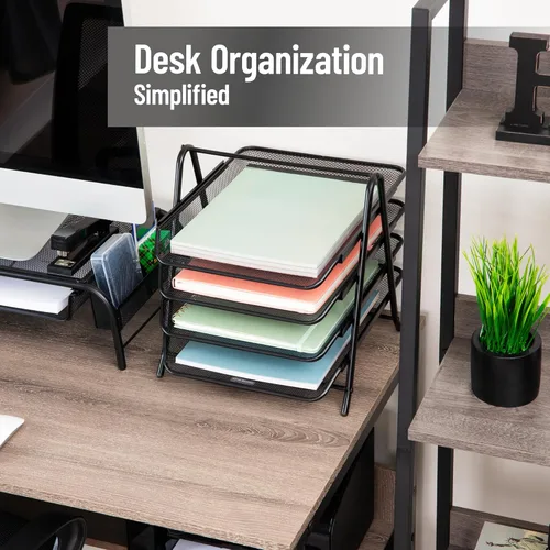 Miniatura 2 de Mind Reader MESHMON3P-BLK – Organizador con cajón y base para monitor, de rejilla de metal, y organizador de 3 niveles para escritorio de rejilla