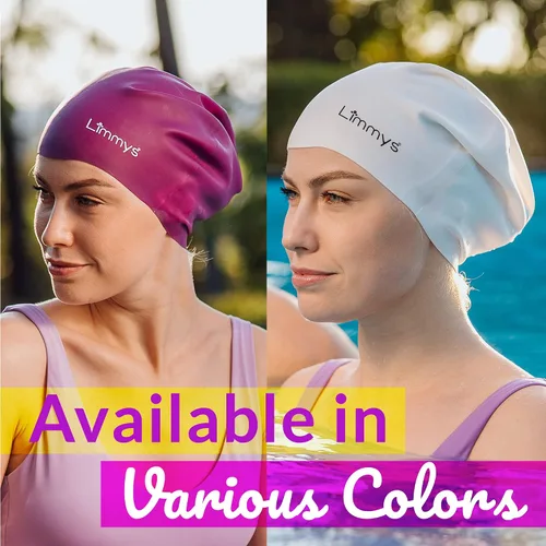 Miniatura 4 de Limmys Gorro de Natación Premium para Mujeres con Cabello Largo – Gorro de Natación de Silicona Suave para Mujeres – Cómodo, Ajuste con Espacio