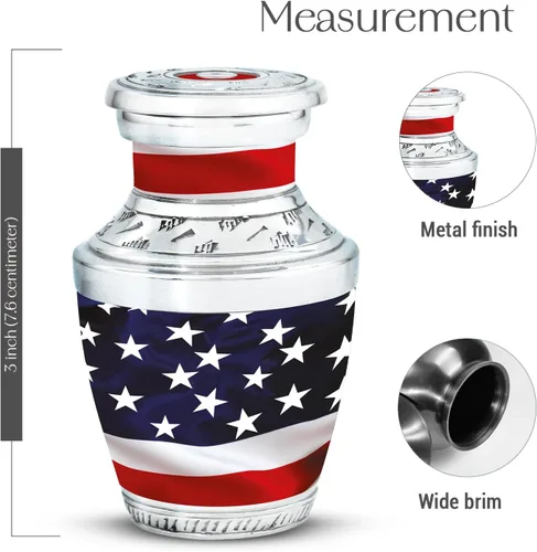 Miniatura 2 de Urnas con Bandera Americana para Cenizas Humanas Adultas Masculinas y Femeninas, Pequeña Urna de Recuerdo para Cenizas Humanas Adultas Mujer