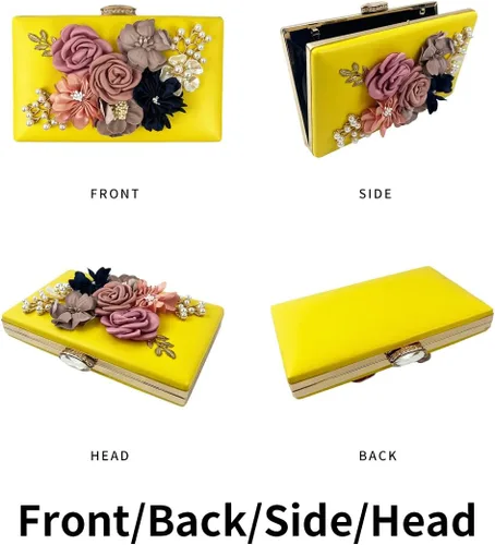 Miniatura 3 de Shiiriin Bolso de mano floral 3D para mujer Hecho a mano con perla Boda nupcial, fiesta de noche diurna