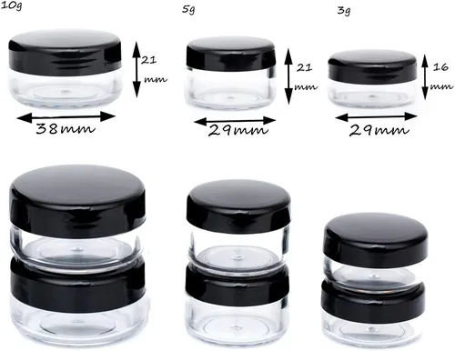 Miniatura 26 de Envases de muestra de 3 gramos con tapas, 75 paquetes de tarros de muestra diminutos con etiquetas, envases cosméticos de plástico mini para Tapa
