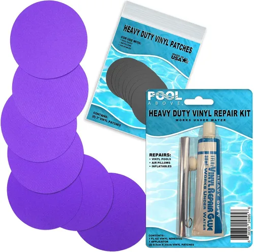 Miniatura 16 de Kit de parches de reparación de vinilo resistente para reparación de revestimientos de piscina sobre el suelo; inflables de pegamento y parches; Azul