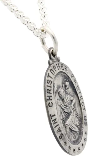 Miniatura 9 de Collar con medalla de St Christopher – Medallón oval de plata de ley y cadena – Grabado personalizado – Caja de regalo