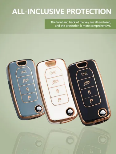 Miniatura 3 de ontto Funda para llavero de TPU para Jeep Renegade 2015-2020 con control remoto abatible, elegante funda para llavero de automóvil, funda para beige