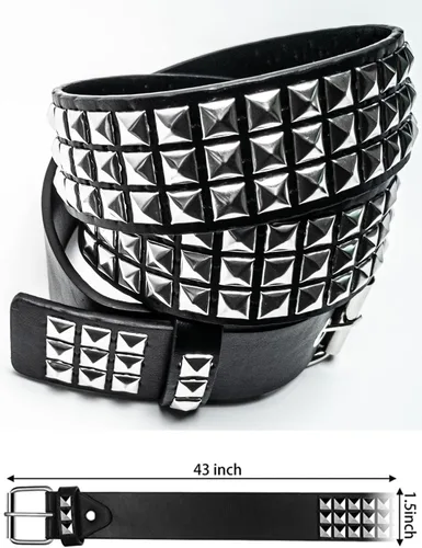 Miniatura 2 de Cinturón punk con tachuelas para mujer, diseño gótico, pirámide de rosca, ropa gótica