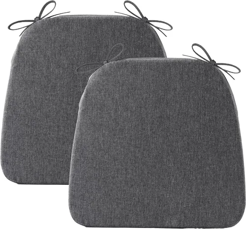 Miniatura 13 de Battilo - Cojines para sillas de comedor con lazos, almohadilla para silla de cocina para interiores y exteriores con respaldo antideslizante, cojín