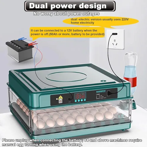 Miniatura 7 de Incubadora de huevos 48/56/64/98/120/128, incubadora de pollo completamente automática con girador automático de huevos y adición de agua