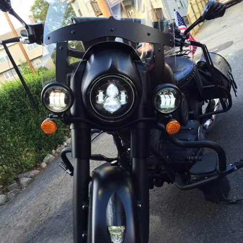 Miniatura 7 de Luces de cruce para motocicleta, negras, luz antiniebla LED de 4.5 pulgadas con carcasa tipo cubo, compatibles con Road King Touring Electra Glide
