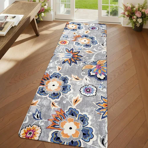 Miniatura 59 de Lahome - Tapete floral con estampado de cachemira, lavable, antideslizante, pequeño, anti-manchas, suave, para baño, entrada, dormitorio, Negro