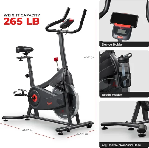 Miniatura 6 de Sunny Health & Fitness Smart Magnetic Indoor Cycling Bike, Stationary Exercise Cardio Equipment, Free SunnyFit Training App