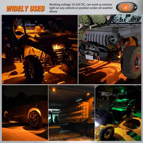 Miniatura 8 de Nilight Luz LED Rock 4 unidades ámbar bajo la rueda de pozo guardabarros vainas impermeables exteriores debajo de la carrocería lámparas laterales