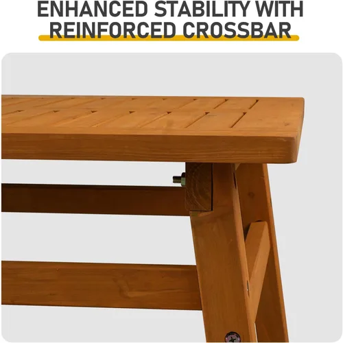 Miniatura 6 de Mesa auxiliar de madera para exteriores con mesa de rejillas, mesa auxiliar rectangular de madera de cedro de 42 pulgadas para jardín, piscina