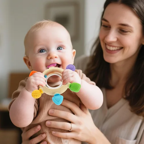 Miniatura 9 de Anillos de dentición para bebés de 0 a 6 a 12 meses, sonajero de animales, juguetes sensoriales para bebés de 0 a 24 meses, alivio de mordedores