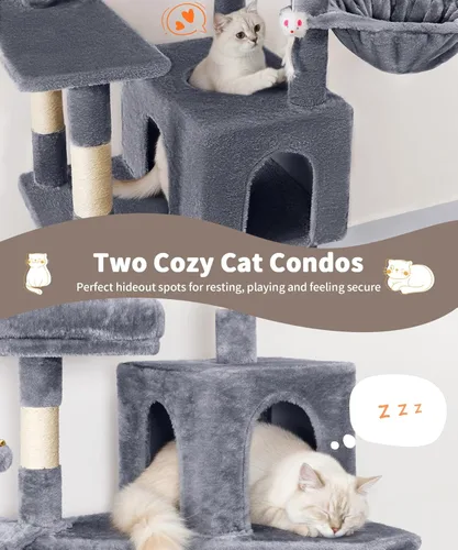 Miniatura 4 de AMHANCIBLE PT18GY - Árbol para gatos, torre para gatos de interior de 70 pulgadas de alto, árbol para gatos de varios niveles con poste rascador