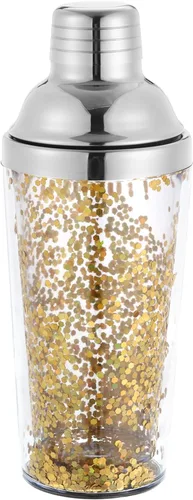 Miniatura 8 de uxcell Coctelera de plástico de 16 onzas con colador, botella mezcladora de vino de acero inoxidable para bar, fiesta, uso doméstico, mezclador