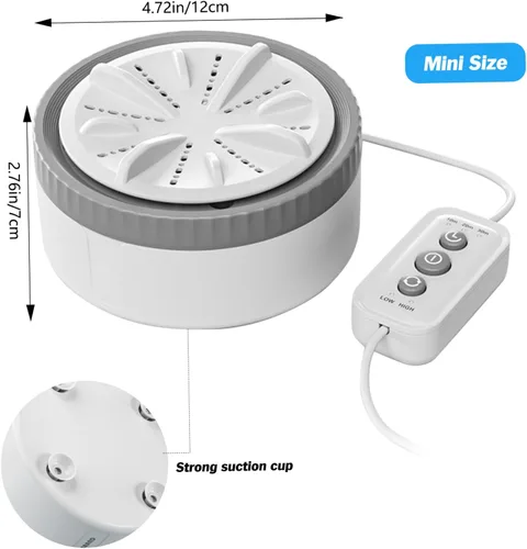 Miniatura 2 de Lavadora portátil con alimentación USB, mini turbina de 3 modos, lavadora de viaje para viajes de negocios, hogar, apartamento, habitaciones