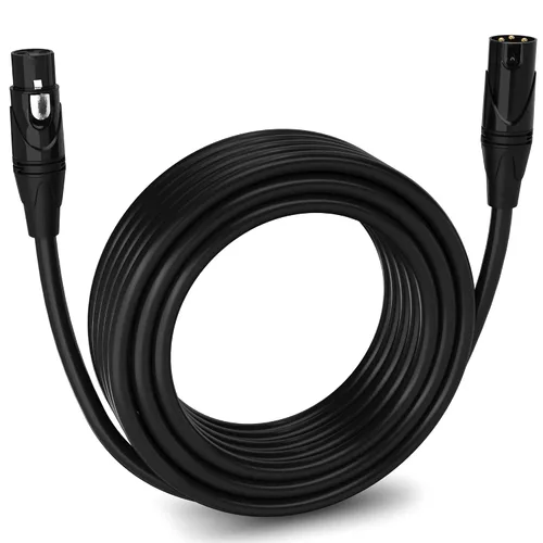 Miniatura 39 de LyxPro Cable de micrófono XLR hembra a macho de ángulo recto de 3 pines de 1.5 pies para altavoces amplificados, interfaz de audio, rendimiento