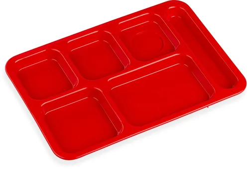 Miniatura 2 de Carlisle FoodService Products P614R05 Bandeja de polipropileno con 6 compartimentos para mano derecha, 10 x 14 pulgadas, color rojo (paquete de 2)