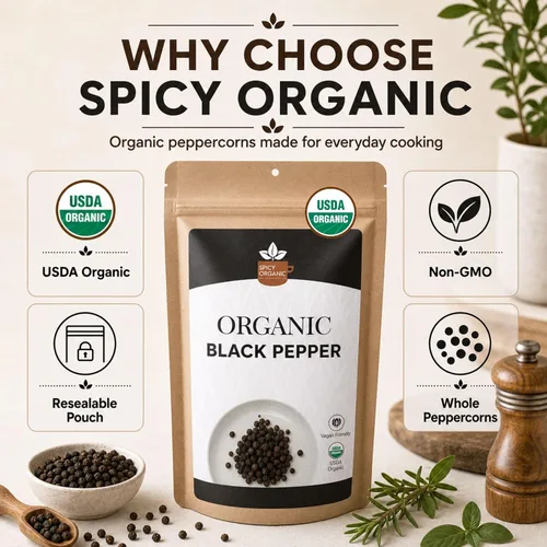 Miniatura 9 de Spicy Organic Ceylon - Granos de pimienta negra enteros de 4 onzas – Certificado USDA y Kosher, sin gluten y sin OMG – Pimienta orgánica pura