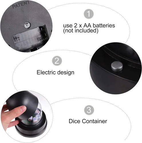 Miniatura 7 de Taza automática de dados taza de rodillo automático eléctrico con 5 s para KTV Pub Bar Party Juego de mesa Accesorios
