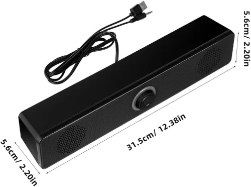 Miniatura 4 de HOMSFOU Sistema de barra de sonido 2.0 Altavoz estéreo de escritorio para TV PC Dispositivos móviles Barra de sonido compacta para el hogar