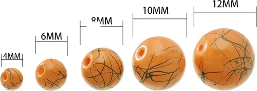 Miniatura 3 de RUBYCA 300 cuentas de vidrio sueltas de varios tamaños para la fabricación de joyas, naranja opaco, salpicaduras de pintura negra