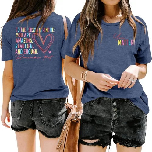 Miniatura 2 de Camisetas de salud mental para mujer, con texto en inglés You Matter, camisetas para profesores, para la persona detrás de mí, camiseta positiva