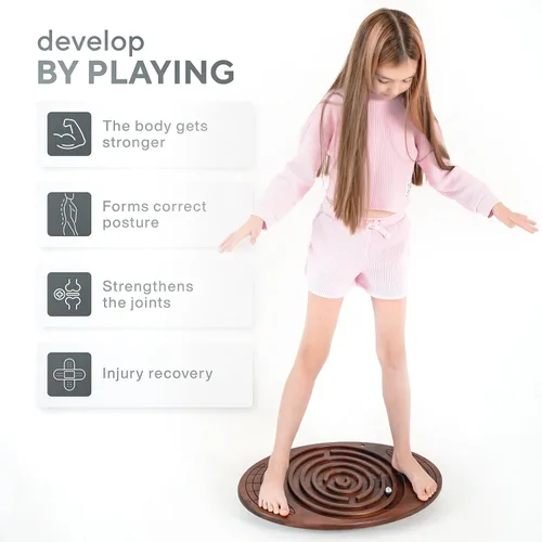 Miniatura 2 de Tabla de Equilibrio Bodo Maze - Tabla de Oscilación de Madera para Niños, Pequeños, Adolescentes y Adultos para Entrenamiento de Ejercicio