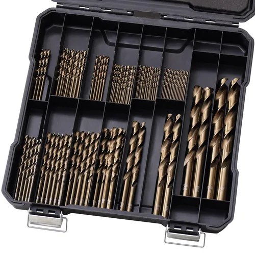 Miniatura 11 de Juego de brocas de cobalto para metal endurecido y acero inoxidable, 122 piezas M35 de acero de alta velocidad con torsión Jobber, brocas de metal