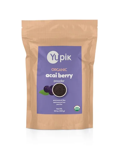 Yupik Polvo orgánico de bayas de acai de 8.8 onzas, certificado por USDA, sin OMG, vegano, crudo, sin gluten, kosher, superalimento, rico en hierro