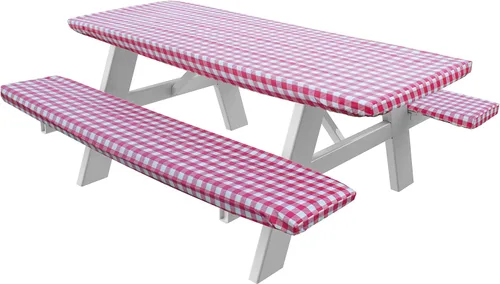 Miniatura 5 de Mantel ajustable para mesa y banco de picnic de 72 pulgadas, 3 piezas, color azul