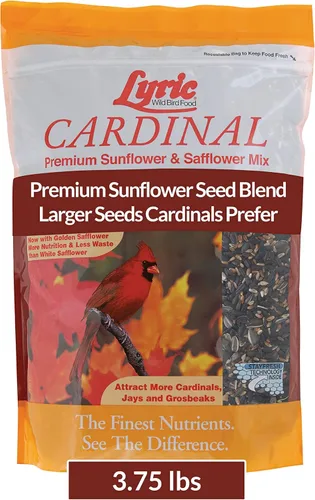 Lyric Cardinal - Semillas de aves silvestres para comederos exteriores – Mezcla de semillas de girasol y cártamo prémium para cardenales, picos,