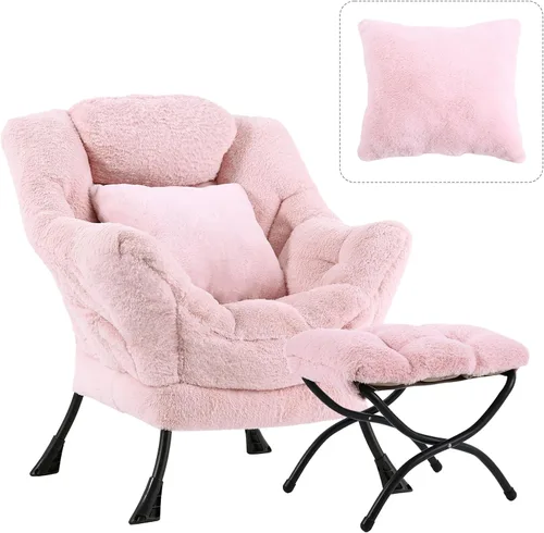 Miniatura 16 de Silla perezosa para sala de estar, silla decorativa grande negra con una almohada, juego de sofá de ocio, cómoda silla de lectura para dormitorio