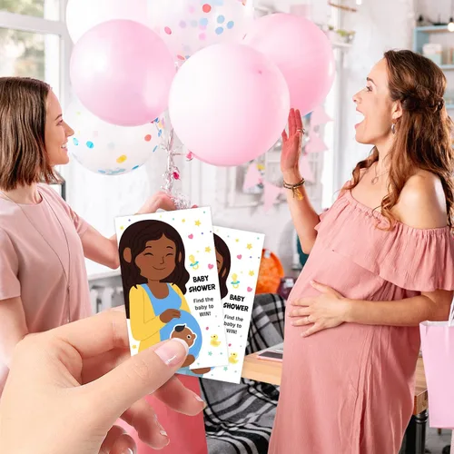 Miniatura 5 de Juegos de baby shower - Encuentra al bebé para ganar - Boletos de lotería para baby shower, juegos de tarjetas para raspar, 4 ganadores, 4 diseños