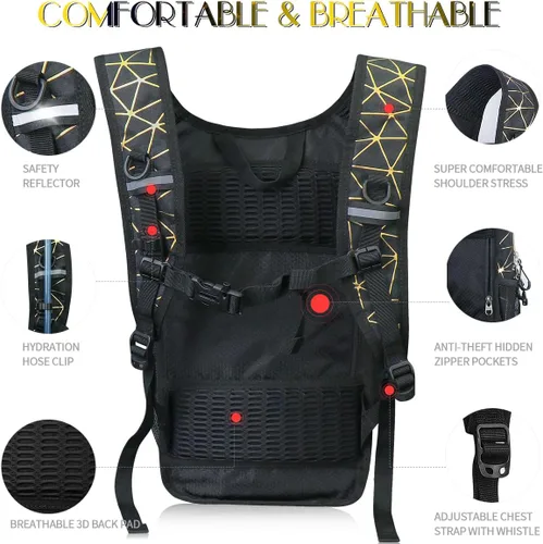 Miniatura 4 de Paquete de hidratación, mochila de agua con vejiga de hidratación de 3 L, aislamiento ligero, esencial para festivales, mochila de hidratación rave