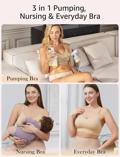 Miniatura 6 de Pumping Bra for Breastfeeding Supportive Workout Racerback Nursing & Maternity Bra Wirefree Yoga Sport Bra