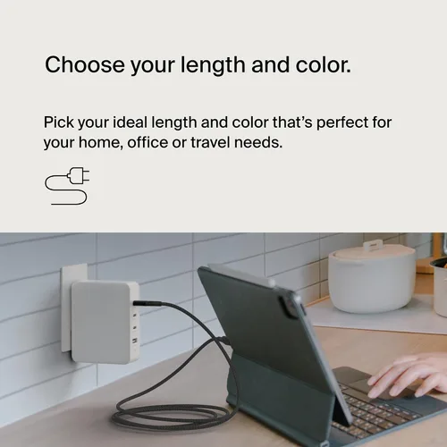 Miniatura 6 de Belkin BoostCharge - Cable USB C a USB C, cable de alimentación de carga rápida con cable de nailon trenzado, cabezal de aluminio anodizado, entrega