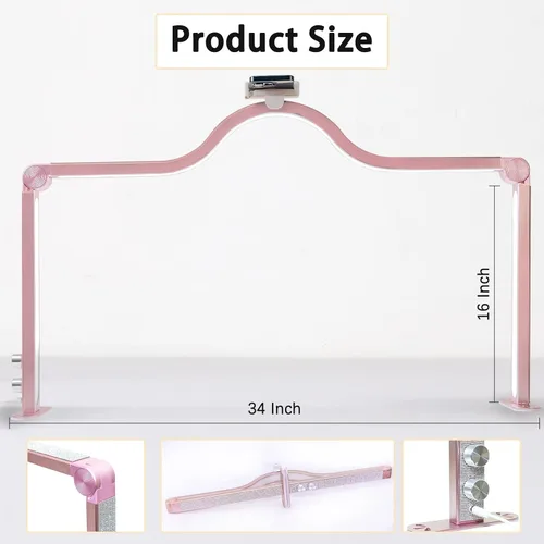 Miniatura 6 de KEDAO Luz de uñas para escritorio, luz de media luna para escritorio de uñas, lámpara de mesa LED plegable de 34 pulgadas, manicura para mesa