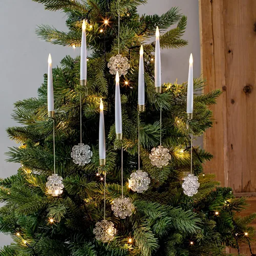 Miniatura 3 de Velas de árbol de Navidad LUSHARBOR, pack de 10 velas cónicas sin llama para árbol de Navidad, velas LED falsas operadas con batería con control