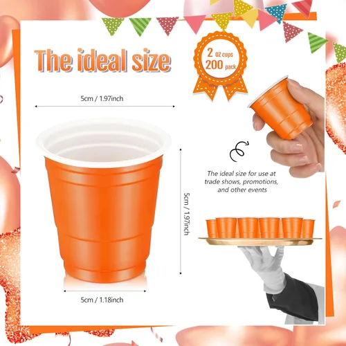 Miniatura 2 de Layhit Paquete de 200 vasos de chupito de plástico de 2 onzas, vasos desechables, vasos de boda, fiesta de cumpleaños, suministros para servir