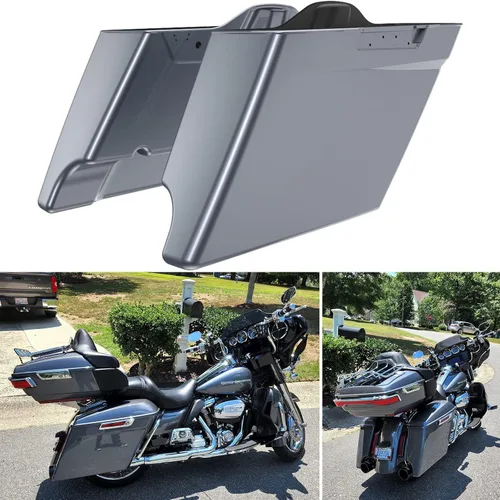 Miniatura 60 de Alforjas de motocicleta aptas para Harley Touring FLH 2014+ - Whisky ámbar, accesorios de perillas, bolsas rígidas estiradas