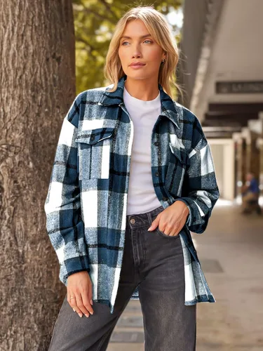 Miniatura 2 de AUTOMET Womens Casual Plaid Shacket Button Down Long Sleeve Shirts