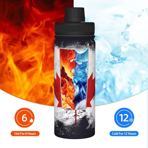 Miniatura 6 de Canadian Flag Insulated Stainless Steel Kettle Print Funny Water Bottle Insulated Ideal for Sports and Travel