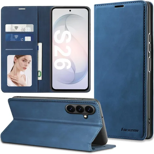 Miniatura 40 de Funda de piel con tapa para Samsung Galaxy Z Flip 3, con protección de bisagra, delgada y magnética tipo cartera [1 tarjetero], funda protectora a