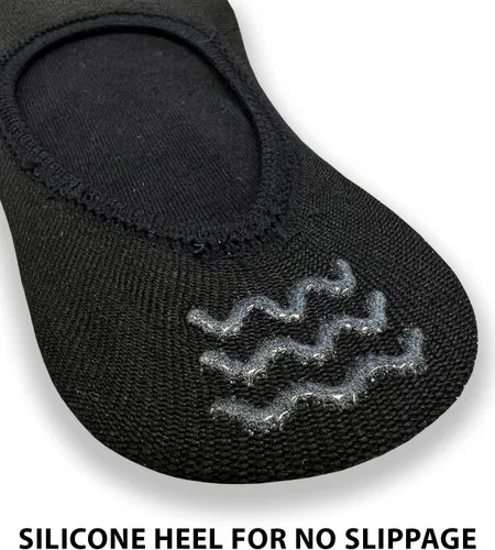 Miniatura 3 de FineFit Calcetines delgados negros invisibles con tacón de silicona para hombre - 6 pares, Negro