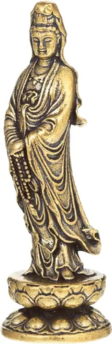 Miniatura 10 de FENGSHUI-CAISHEN Pequeña estatua de cobre Guan Yin, hecha a mano para meditar la decoración zen, pequeña figura de Quan Yin, Baby Kwan Yin