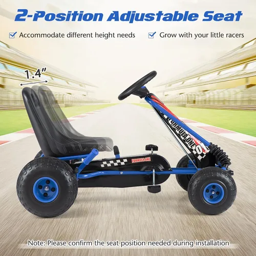 Miniatura 4 de HONEY JOY Pedal Go Kart, Go Kart de Pedal de 4 Ruedas para Niños Pequeños, Juguete de Coche de Pedal de Carreras, Adelante/Atrás, Asiento