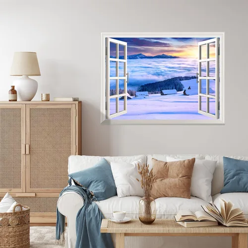 Miniatura 3 de wall26 - Mural de pared con adhesivo removible, decoración para el hogar Paisaje de nieve en montaña