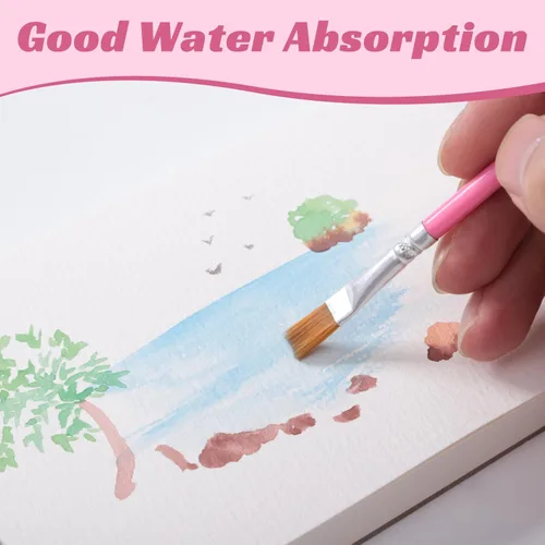 Miniatura 3 de Bloc de papel para acuarela de 30 hojas con 2 pinceles para acuarela, papel para acuarela de 140 lb/300 g/m², papel para acuarela prensado en frío